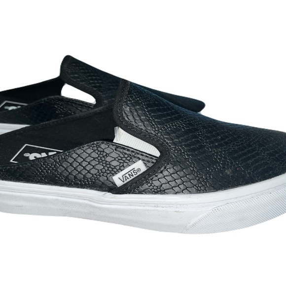 Vans Black Slip-On Loafers with Snakeskin Texture - Picture 2 of 4